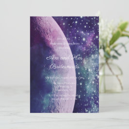 Celestial Purple Galaxy Moon Bridesmaids Luncheon 招待状