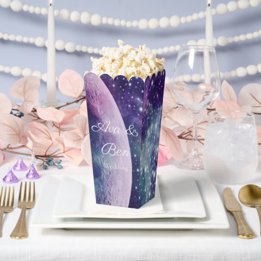 Celestial Purple Galaxy Moon Wedding フェイバーボックス (ウェディング)