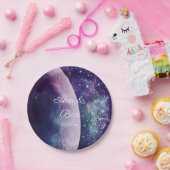 Celestial Purple Galaxy Moon Wedding  ペーパープレート (パーティー)