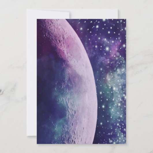 Celestial Purple Galaxy Moon Wedding Celebration  招待状 (裏面)