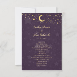 Celestial Purple Wedding Program Stars and Moon