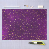 Celestial Purple & Yellow Starry Night Pattern 薄葉紙 (クラフト)