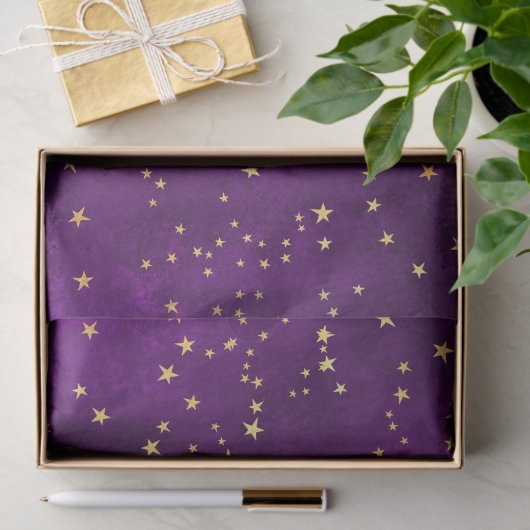 Celestial Purple & Yellow Starry Night Pattern 薄葉紙 (ギフト)