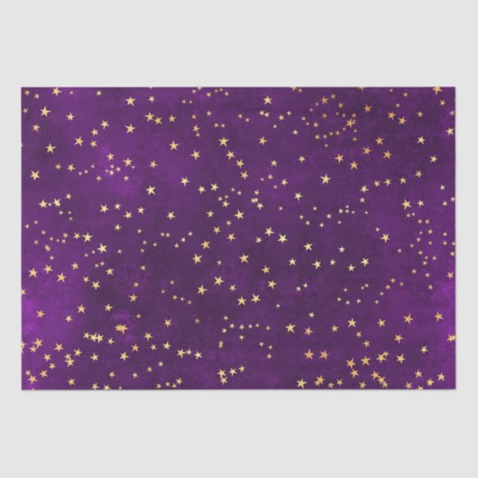 Celestial Purple & Yellow Starry Night Pattern 薄葉紙 (正面)
