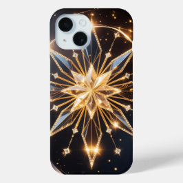Celestial Radiance Golden Starburst Phone Case iPhone 15ケース