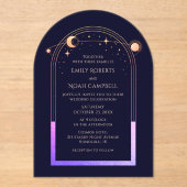 Celestial Rainbow Sun Star Moon Wedding アクリル招待状 (正面)