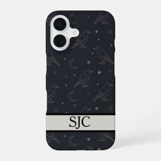 Celestial Raven Dark Academia Monogrammed iPhone 16ケース (裏面)
