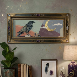 Celestial Raven Moon Art – Gothic Nature ポスター