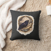 Celestial Raven Moon Gothic Night Nature Vibes クッション (ブランケット)
