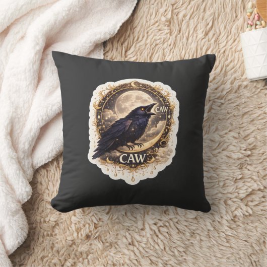 Celestial Raven Moon Gothic Night Nature Vibes クッション (ブランケット)
