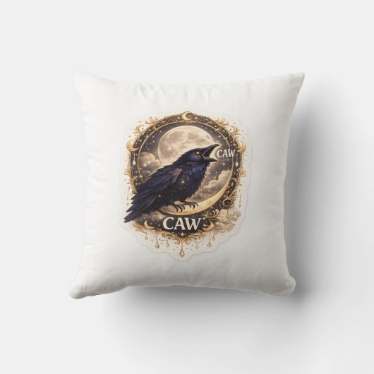 Celestial Raven Moon Gothic Night Nature Vibes クッション (裏面)