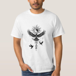 Celestial Raven Yin Yang Mystical Totem Tシャツ