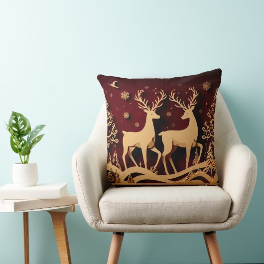 Celestial Reindeer Waltz – Golden Forest クッション (椅子)