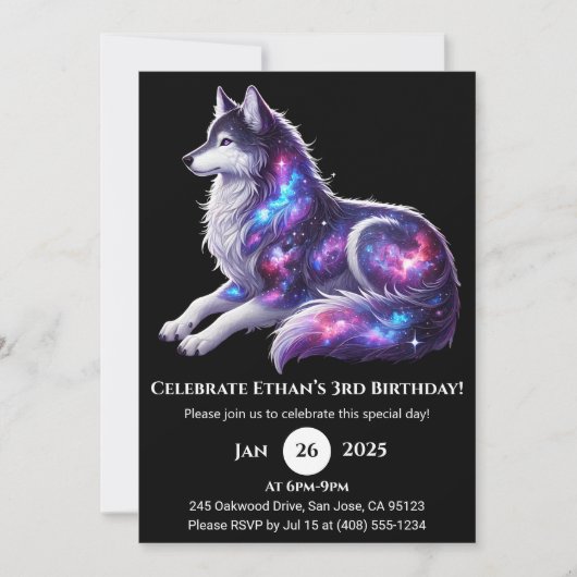 Celestial Resting Wolf Birthday Invitation 招待状 (正面)