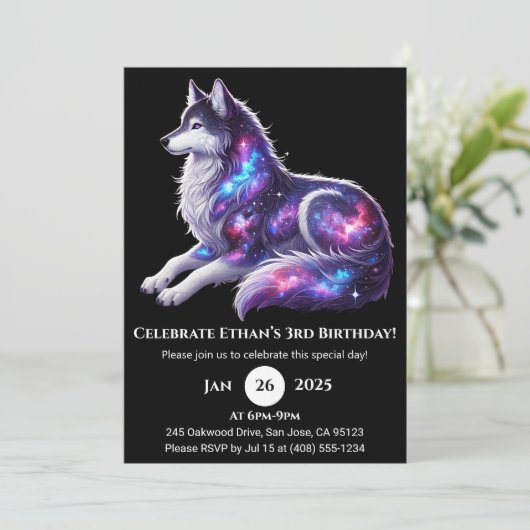 Celestial Resting Wolf Birthday Invitation 招待状 (スタンド正面)