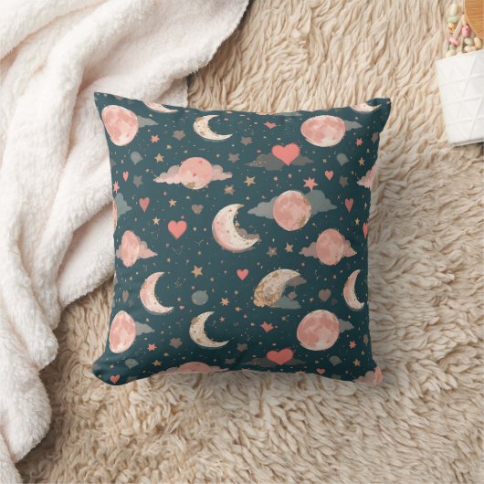 Celestial Romance Dreamy Moon & Stars Valentine Se クッション (ブランケット)