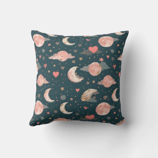 Celestial Romance Dreamy Moon & Stars Valentine Se クッション (裏面)