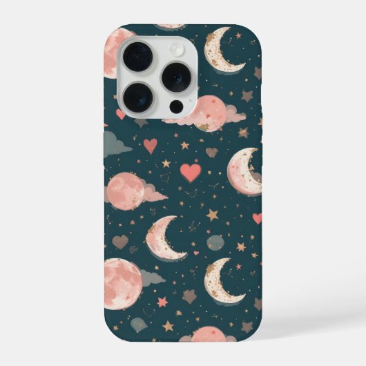 Celestial Romance Dreamy Moon & Stars Valentine Se iPhoneケース (裏面)