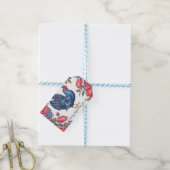 Celestial Rooster Greeting with Floral Border ギフトタグ (より糸つき)