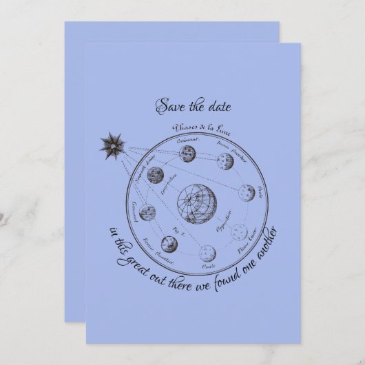 Celestial Save the Date Classic Round Sticker 招待状 (正面/裏面)