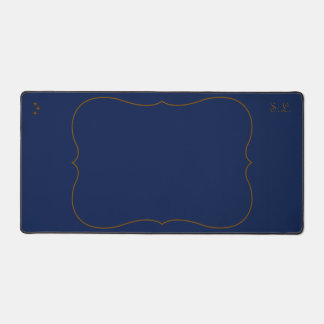 Celestial Scholar Navy Blue Desk Mat With Initials デスクマット