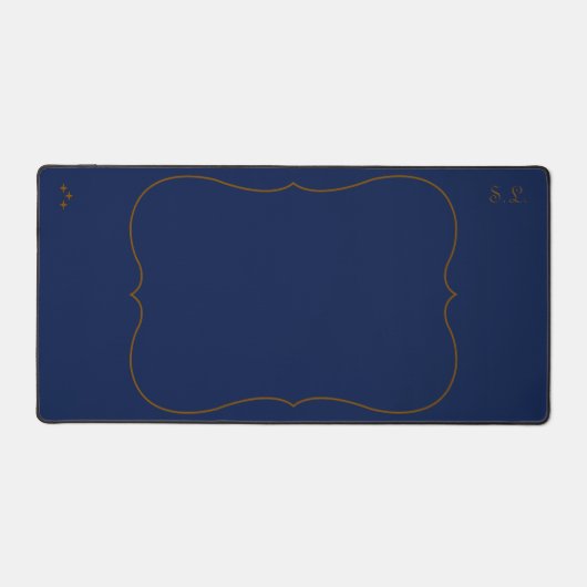 Celestial Scholar Navy Blue Desk Mat With Initials デスクマット (正面)