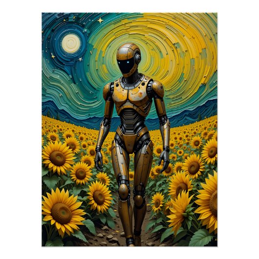Celestial Sentience: Robot in Sunflower Fields ポスター (正面)