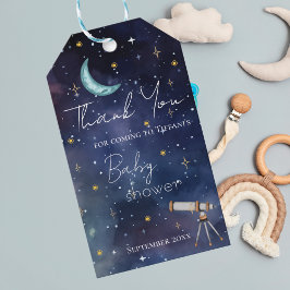 Celestial Sky Moon & Stars Baby Shower Thank You ギフトタグ