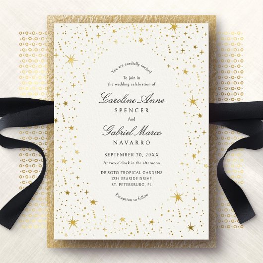 Celestial Sky Stars Wedding Foil Invitation 箔招待状
