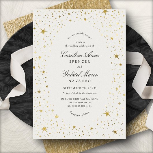 Celestial Sky Stars Wedding Foil Invitation 箔招待状