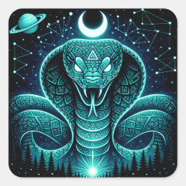 Celestial Snake – Cosmic Ancient Wildlife Galaxy スクエアシール
