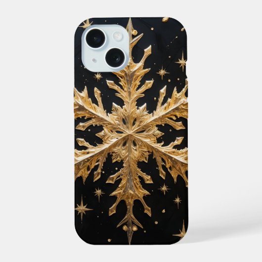 Celestial Snowflake Golden Glam Phone Case iPhone 15ケース (裏面)