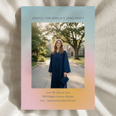 Celestial Soft Blue Pink Gradient Graduation Party 招待状