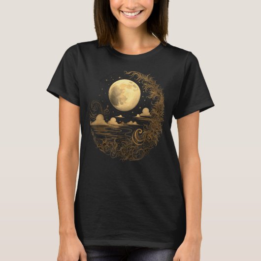 Celestial Space Sun Moon Boho Luna Solar Astronomy Tシャツ (正面)