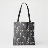 celestial space sun moon galaxy planet beige トートバッグ (正面)