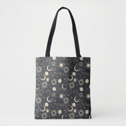 celestial space sun moon galaxy planet beige トートバッグ (正面)