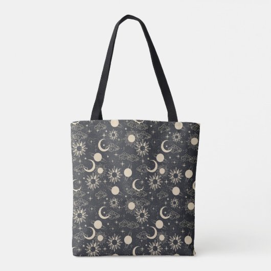 celestial space sun moon galaxy planet beige トートバッグ (裏面)