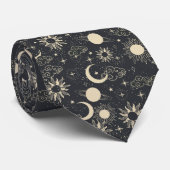 celestial space sun moon galaxy planet beige ネクタイ (ロール)