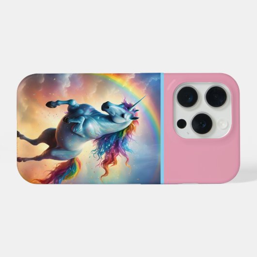 Celestial Spectrum: The Rainbow Unicorn's Arc iPhoneケース (裏面横)