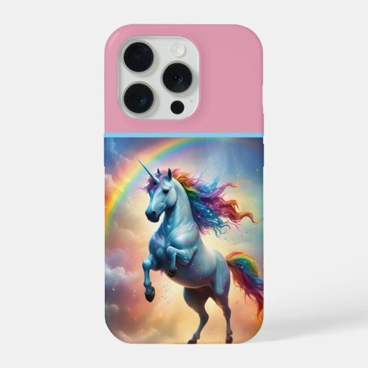 Celestial Spectrum: The Rainbow Unicorn's Arc iPhoneケース (裏面)