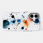 Celestial Splash" – 水彩抽象デザインのスマホケース iPhone 16ケース (裏面横)
