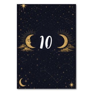 Celestial Starry Night Gold Moon Table Number テーブルナンバー