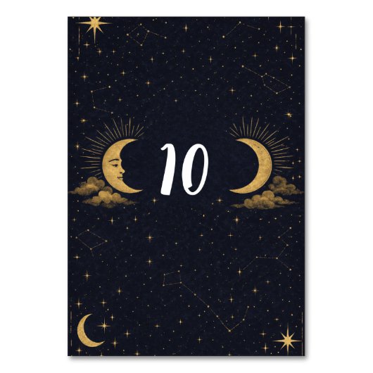 Celestial Starry Night Gold Moon Table Number テーブルナンバー (正面)