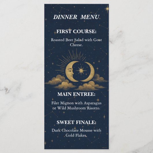 Celestial Starry Night Gold Moon Wedding Menu メニュー (正面)