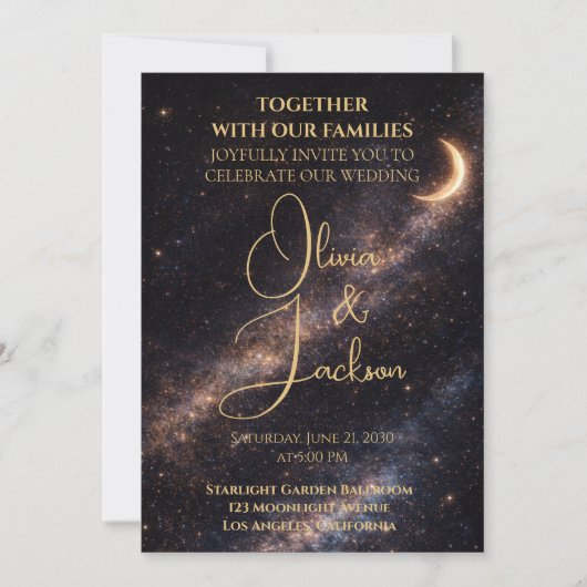 Celestial Starry Night Wedding Invitation 招待状 (正面)
