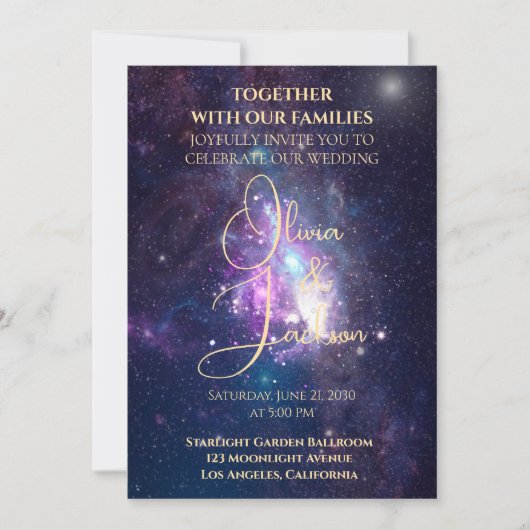 Celestial Starry Night Wedding Invitation 招待状 (正面)