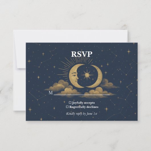 Celestial Starry Night Wedding RSVP Card (正面)