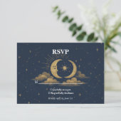 Celestial Starry Night Wedding RSVP Card (スタンド正面)