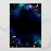 Celestial Stars | ネイビーブルー+ターコイズ+ゴールドのギャラクシー | ウェディ 箔招待状 (裏面)