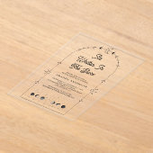 Celestial Stars Black Moon Bridal Shower アクリル招待状 (レイダウン)